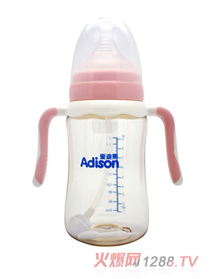 愛迪熊260ml寬口有耳自動(dòng)PPSU仿生奶瓶
