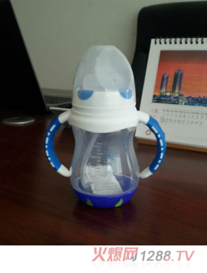 明冠210ML雙色感溫寬口PP奶瓶