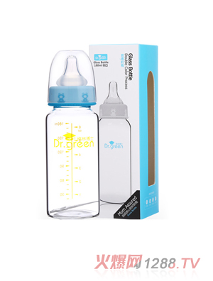 格林博士標(biāo)口玻璃奶瓶180ML藍(lán)色
