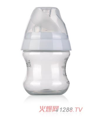 清素130ml寬口PP奶瓶配慢流量奶嘴-白色