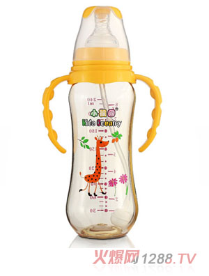 小孩國標(biāo)口弧形自動(dòng)PPSU安全奶瓶240ML黃色