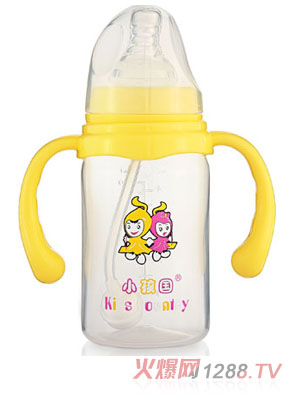 小孩國(guó)標(biāo)口奶瓶直身PP奶瓶120ML黃色
