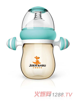 小袋鼠巴布自動按摩手柄PPSU寬口奶瓶160ml綠色