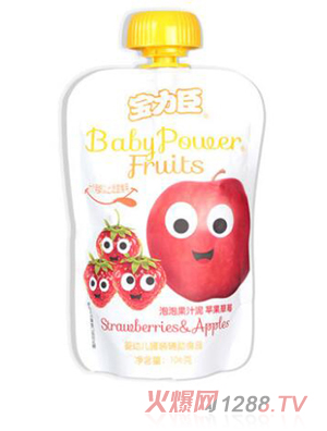 寶力臣蘋(píng)果草莓泡泡果汁泥106g